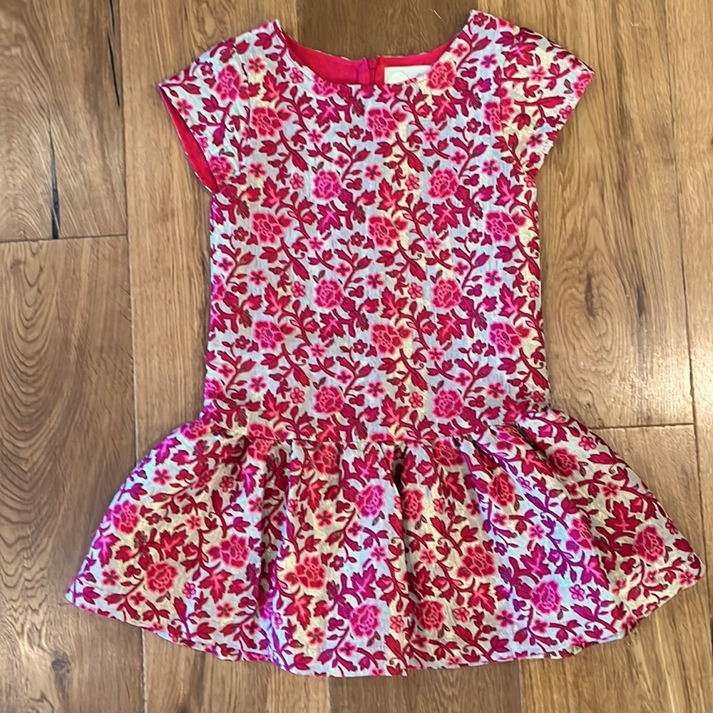 Drop waist. Brocade gold and magenta dress. Nordstrom